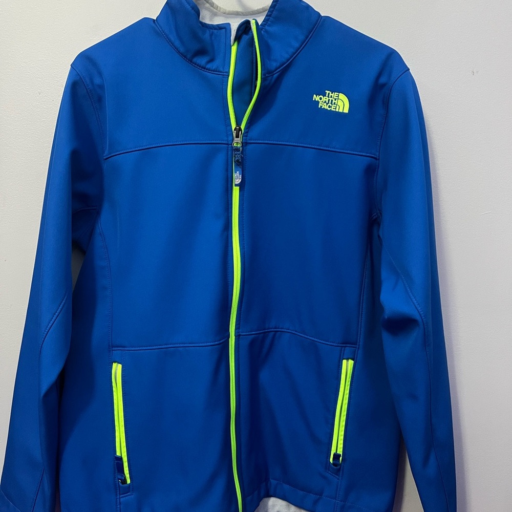 The North Face jacket, Blue with Full Zip and High Collar
